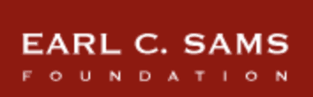Earl C. Sams Foundation logo on a red background