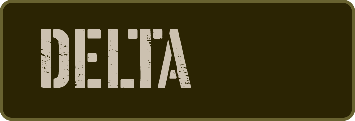 "DELTA" in distressed font on dark background