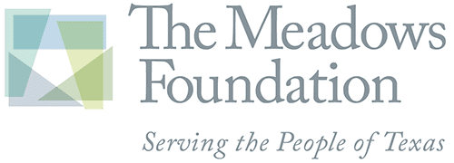 Logo of The Meadows Foundation with geometric design and text "Serving the People of Texas."